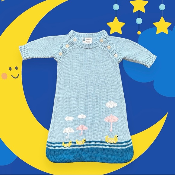 Vintage Bunting Bag Sleep Sack Sleeper Sweater Knit Baby 6-9 Months 6/9 Mos - Picture 1 of 6